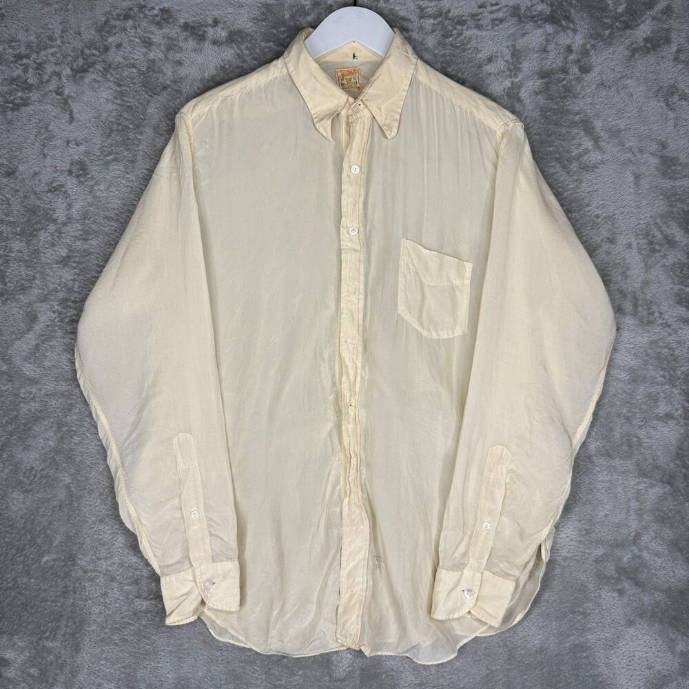 Vtg 20s 30s Marlboro Dress Shirt Mens 15.5 Silk Rose Bloom Radium Distressed USA
